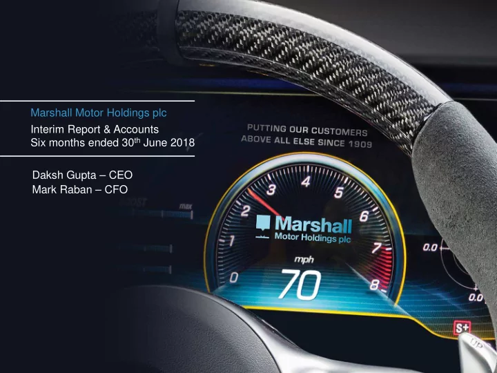 marshall motor holdings plc interim report accounts six