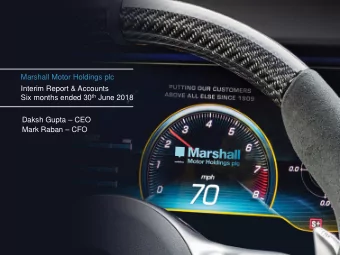 Marshall Motor Holdings plc  Interim Report &amp; Accounts Six months ended 30 th June 2018  Daksh