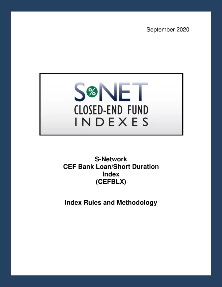 s network cef bank loan short duration index cefblx