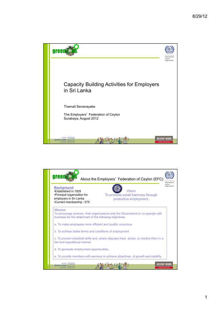 capacity building activities for employers in sri lanka