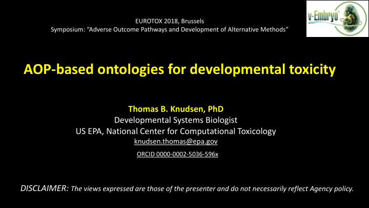 aop based ontologies for developmental toxicity