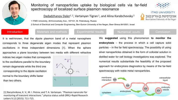 monitoring of nanoparticles uptake by biological cells