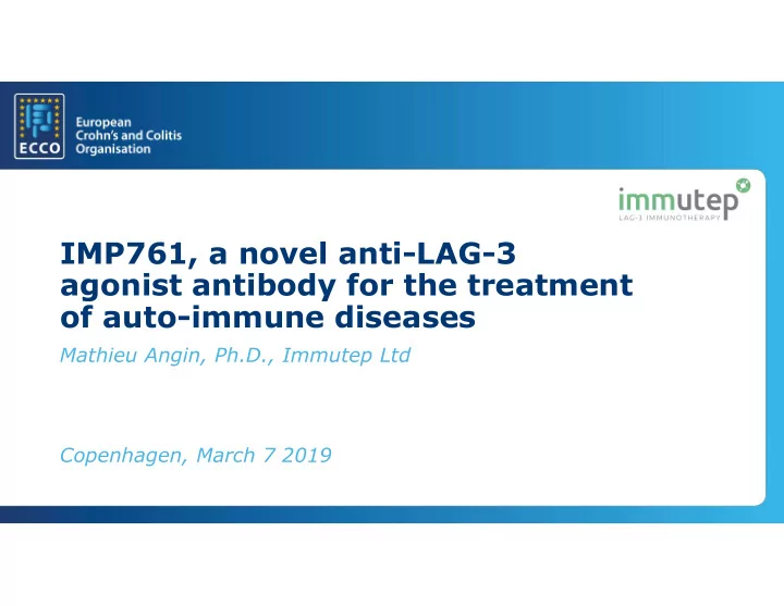 imp761 a novel anti lag 3 agonist antibody for the