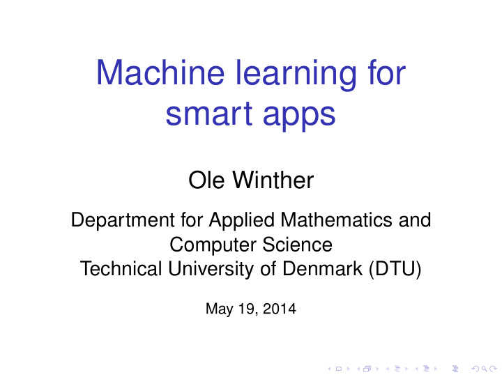 machine learning for smart apps