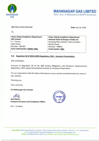 Ref: MGL/CS/SE/2018/160   Date: July 10, 2018  To,  Head, Listing Compliance Department  Head,