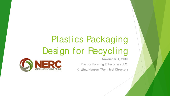 plastics packaging design for recycling