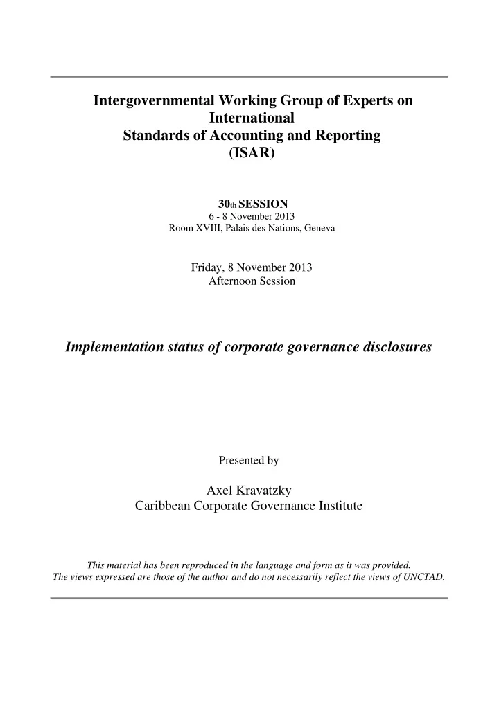 presented by axel kravatzky caribbean corporate