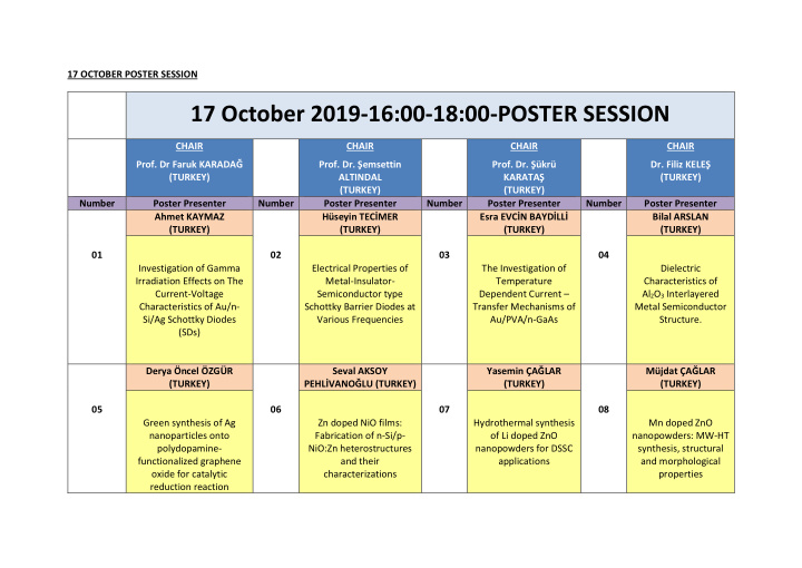 17 october 2019 16 00 18 00 poster session