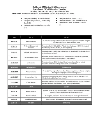 Sunday, February 17, 2019, Capitol Room: 126  PR  PRESI ESIDING: Honorable Mahita Bobba,
