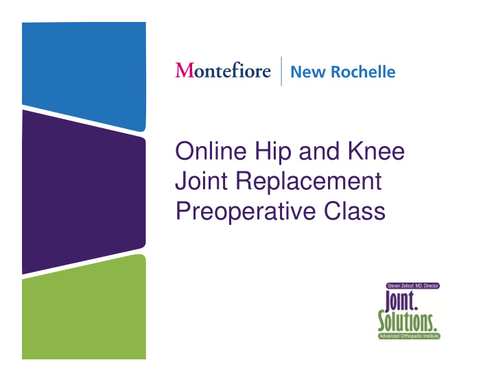 online hip and knee joint replacement preoperative class