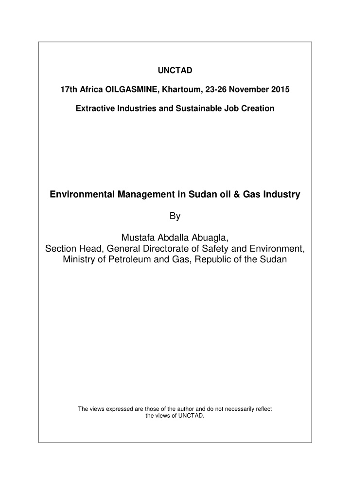 environmental management in sudan oil gas industry by