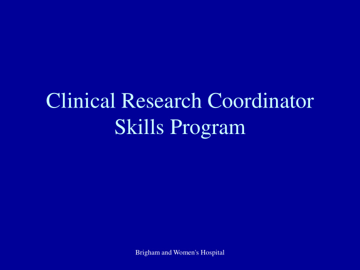 clinical research coordinator