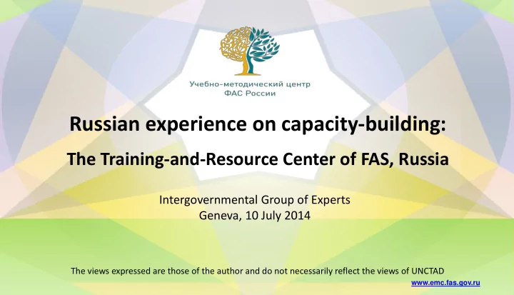 russian experience on capacity building