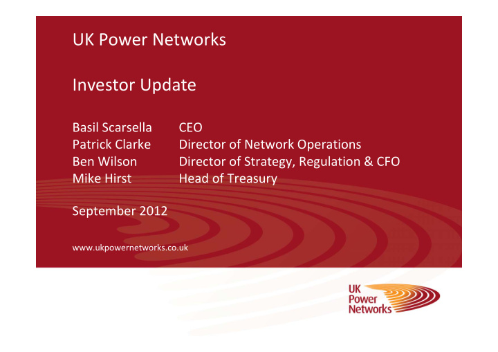 uk power networks investor update