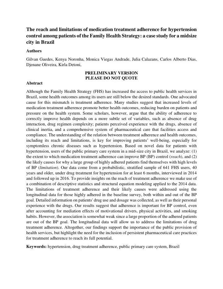 the reach and limitations of medication treatment