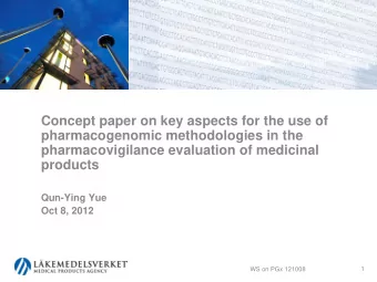 Concept paper on key aspects for the use of  pharmacogenomic methodologies in the