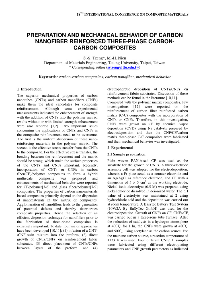 preparation and mechanical behavior of carbon nanofiber