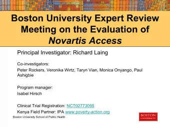 Boston University Expert Review  Meeting on the Evaluation of Novartis Access  Principal