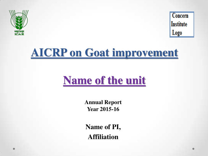 aicrp on goat improvement