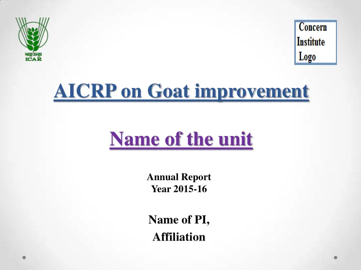aicrp on goat improvement