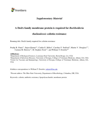 Supplementary Material A DedA family membrane protein is required for Burkholderia thailandensis