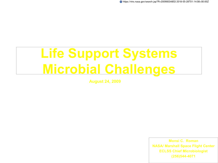 life support systems microbial challenges