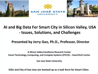 AI and Big Data For Smart City in Silicon Valley, USA  - Issues, Solutions, and Challenges