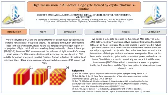 High transmission in All-optical Logic gate formed by crystal photonic Y-  junction DERDOUR