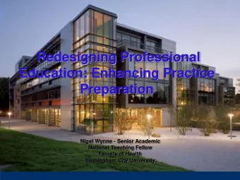 Preparation  Nigel Wynne - Senior Academic  National Teaching Fellow  Faculty of Health  Birmingham