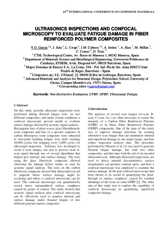 ULTRASONICS INSPECTIONS AND CONFOCAL  ULTRASONICS INSPECTIONS AND CONFOCAL  MICROSCOPY TO EVALUATE