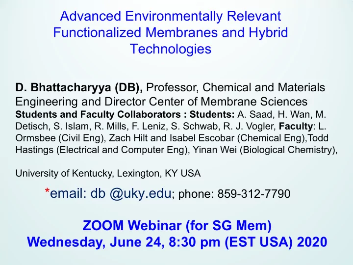advanced environmentally relevant functionalized