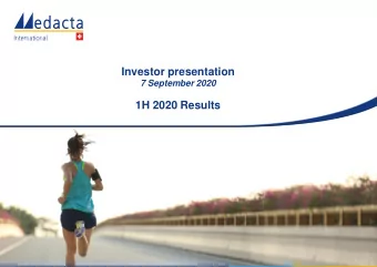 Investor presentation  7 September 2020  1H 2020 Results  1  DISCLAIMER  This presentation (the