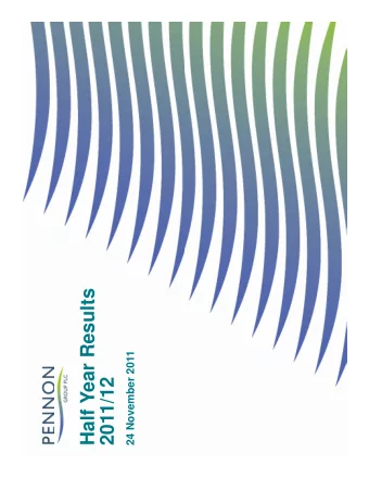Half Year Results  24 November 2011  2011/12  Pennon Group Plc (Pennon Group)  Disclaimers