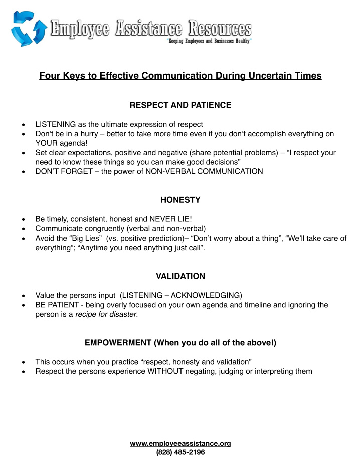 four keys to effective communication during uncertain