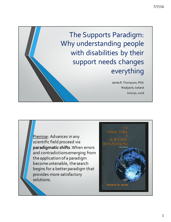 the supports paradigm why understanding people with