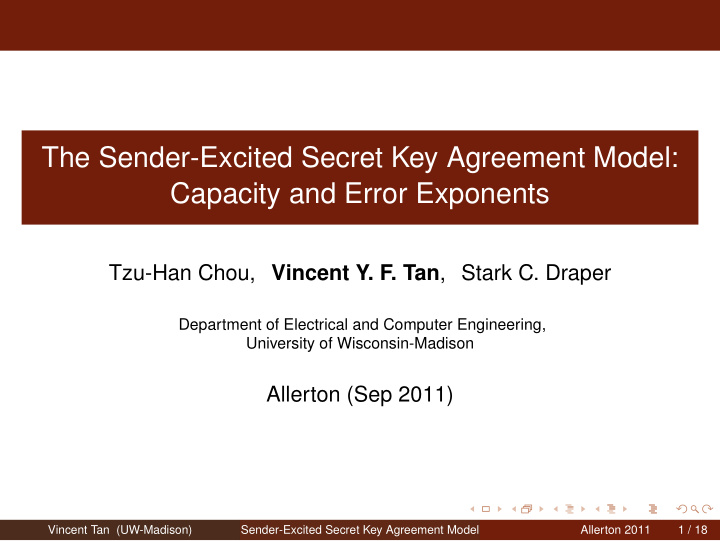the sender excited secret key agreement model capacity