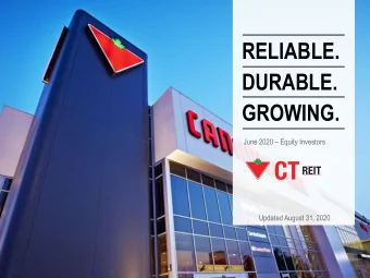 RELIABLE.  DURABLE.  GROWING. June 2020  Equity Investors  Updated August 31, 2020  CAUTIONARY