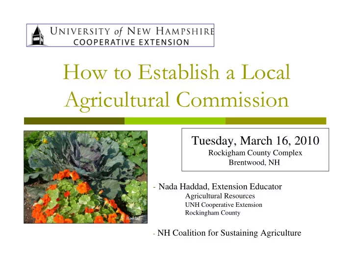 how to establish a local agricultural commission