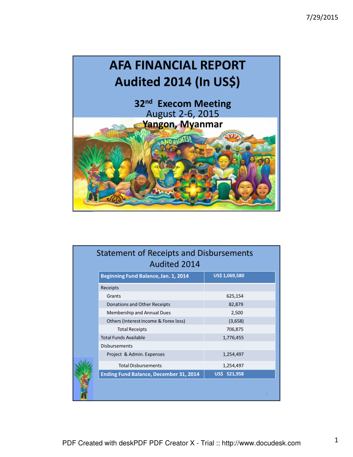 afa financial report audited 2014 in us