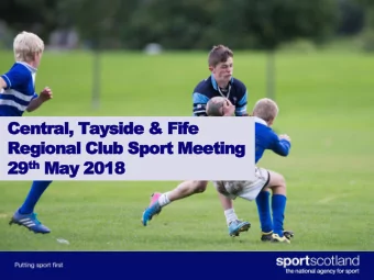 29 29 th th May 2018  Introduction  Welcome  Regional way of working  Focus on club sport