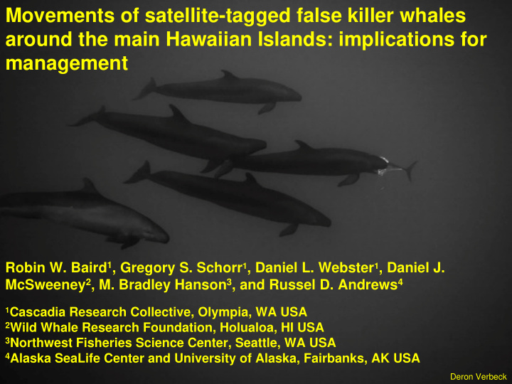 movements of satellite tagged false killer whales around