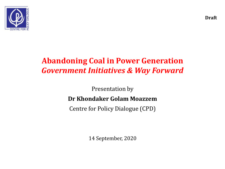abandoning coal in power generation government
