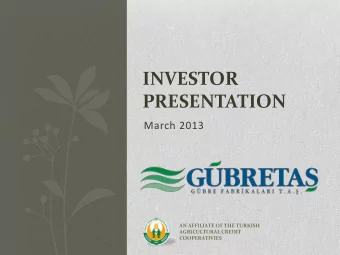 INVESTOR  PRESENTATION  March 2013  AN AFFILIATE OF THE TURKISH  AGRICULTURAL CREDIT  COOPERATIVIES