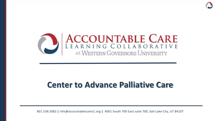 center to advance palliative care