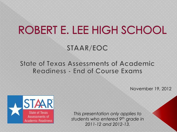 november 19 2012 this presentation only applies to