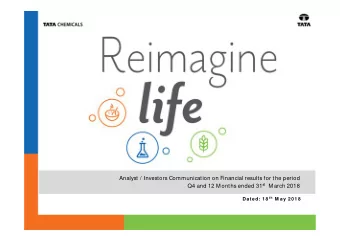 Analyst /  Investors Communication on Financial results for the period Q4 and 12 M onths ended 31