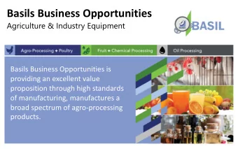 Basils Business Opportunities  Agriculture &amp; Industry Equipment  Basils Business Opportunities