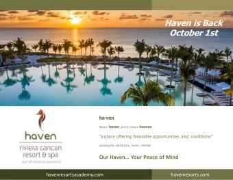 Haven is Back  October 1st  haven Noun: haven ; plural noun: havens a place offering favorable