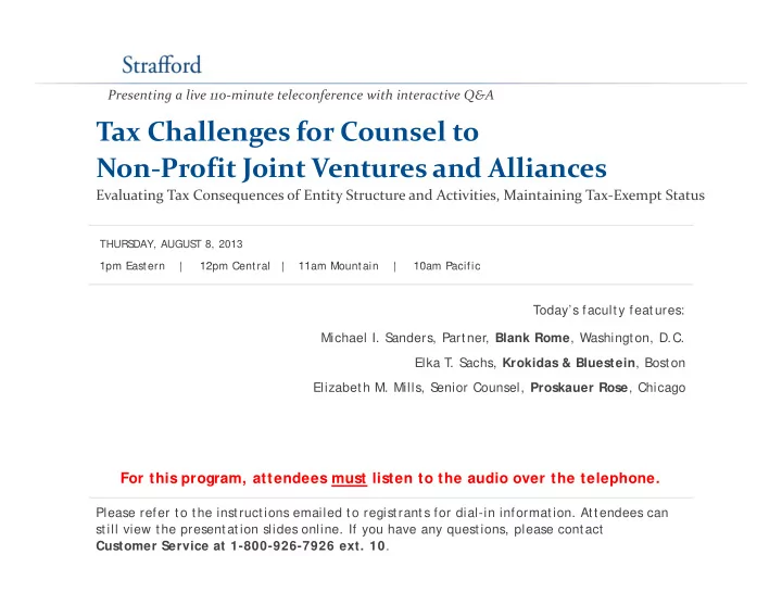 tax challenges for counsel to non profit joint ventures