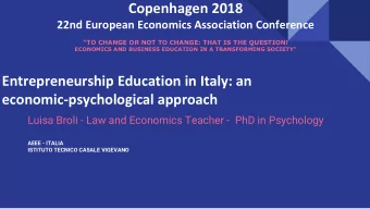 Copenhagen 2018  22nd European Economics Association Conference  &quot;TO CHANGE OR NOT TO CHANGE: